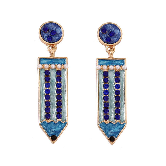 Wholesale enamel pencil women's jewelry cute girl's opening season pen shape earrings
