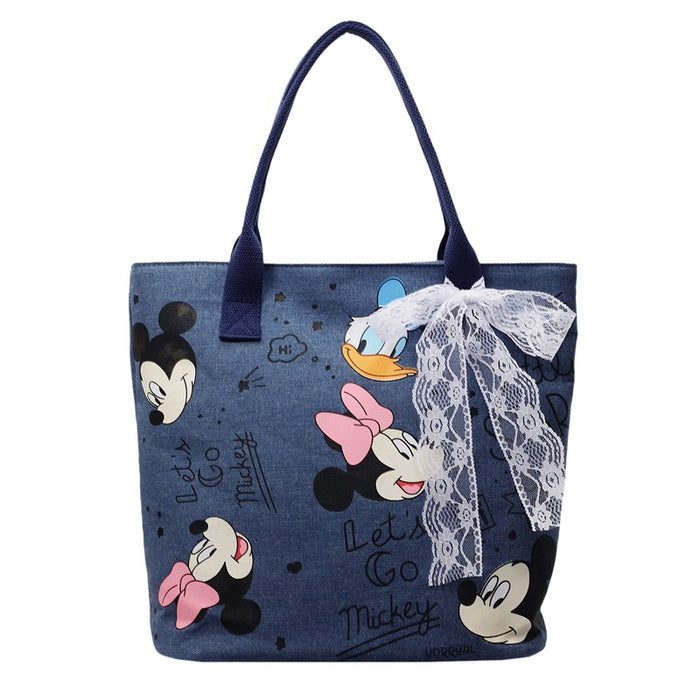 Wholesale Cartoon canvas bag, new versatile shoulder bag, student commuting tote bag, large capacity tote bag
