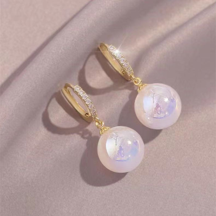 Wholesale Fashionable pearl earrings, niche, light luxury design, earrings temperament, versatile zircon earrings