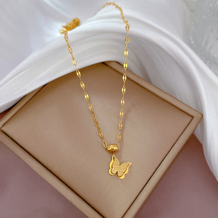 Wholesale Light Luxury Minimalist Style Butterfly Titanium Steel Necklace JDC-NE-LG036