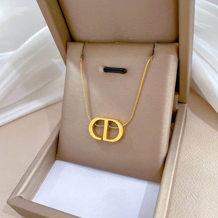 Wholesale Titanium Steel Letter Real Gold Necklace for Women JDC-NE-LG041