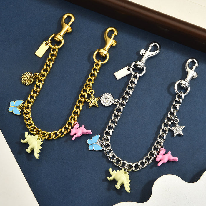 Wholesale Stylish Dinosaur Rabbit Bag Charm Chain Alloy Gold Tone Pendant Cute Animal Decorative Accent