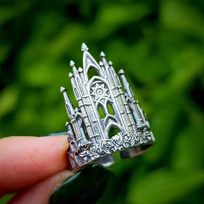 Wholesale Vintage castle style cross cutout ring