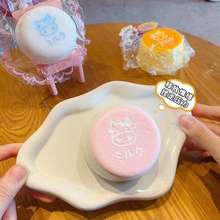 Wholesale Milk Pudding Squeeze Toy Keychain Food Grade Silicone Stress Relief Bag Charm Boutique Resale Gift