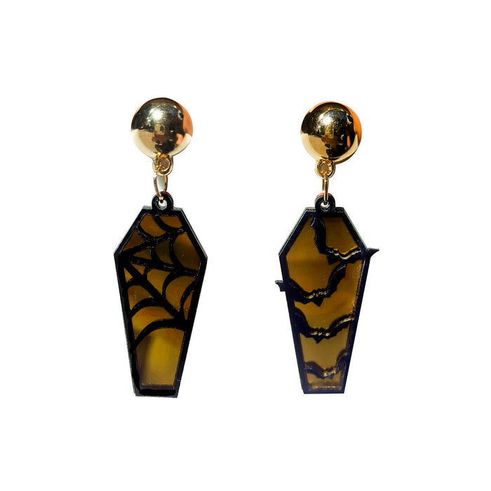 Wholesale Retro  Earrings  Pumpkin Witch Acrylic Earrings Personalized Coffin Cut Out