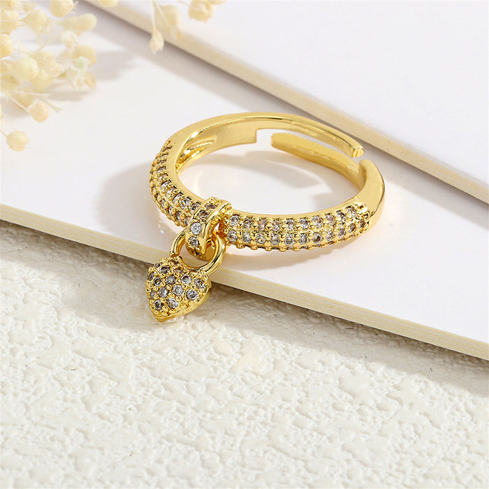 Wholesale Copper Plated 18K Gold Micro-Inlaid Zircon Love Pendant Ring JDC-RS-TianYi004