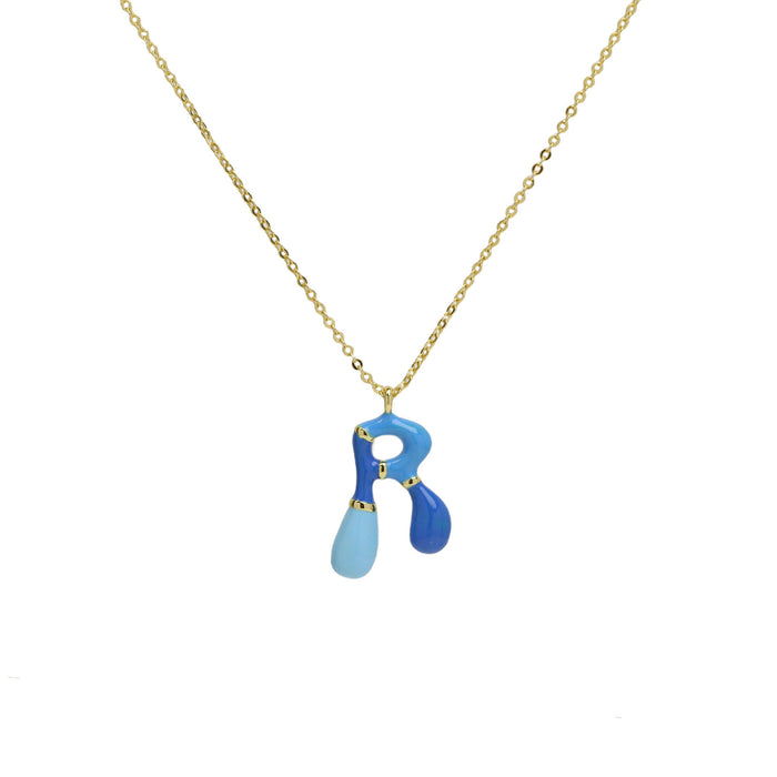 Wholesale 2PCS 18k Brass Drip Gel Capsule Colorful 26 English Letter Necklace JDC-NE-BaiYi009