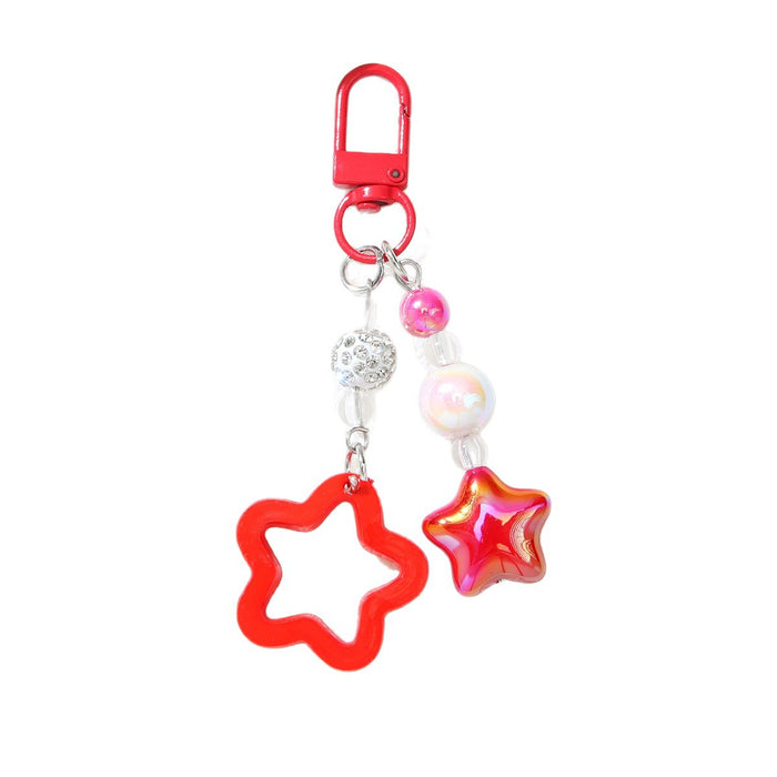 Wholesale Acrylic Star Keychain Black Handmade Beaded Bag Charm Fashion Accessory MOQ≥2
