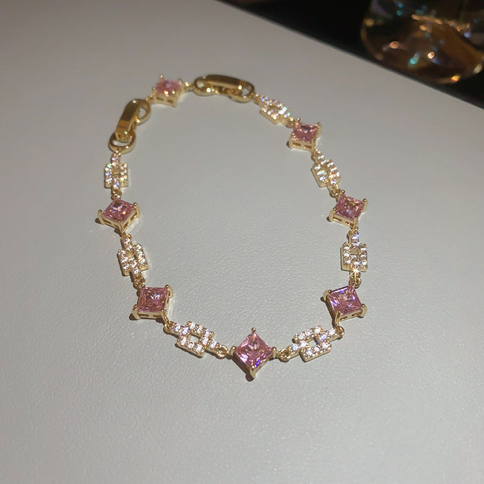 Wholesale Pink Zircon Geometric Round Pull-out Bracelet