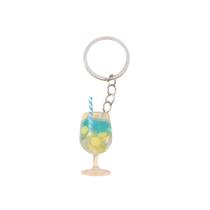 Wholesale Luminous Plastic Simulated Fruit Lemon Slice Goblet Keychain JDC-KC-RongRui049