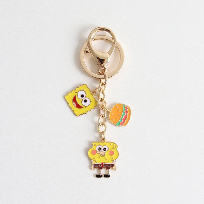 Wholesale  Cartoon Sponge Baby  keychain key ring men and women couple pendant bag ornaments