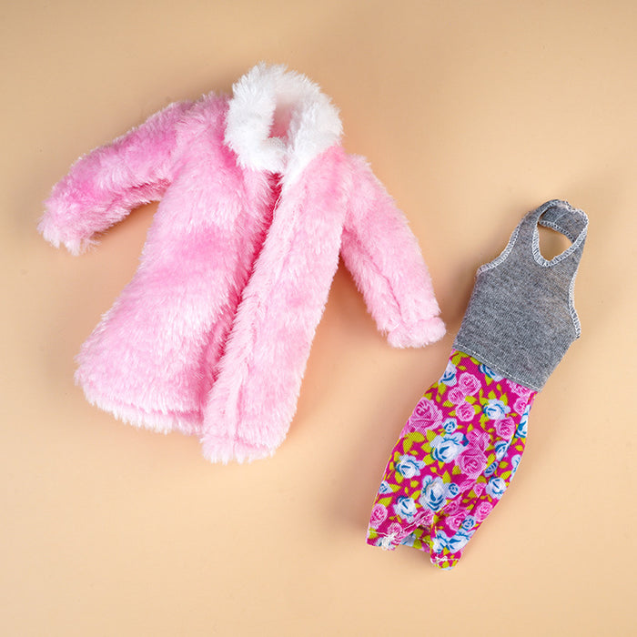 Wholesale Fur plush vest coat skirt suit dress doll clothes