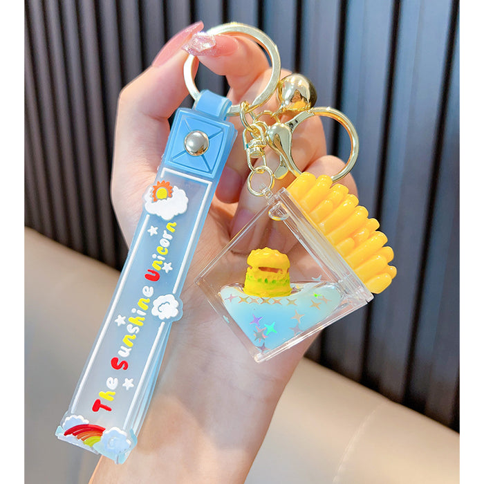 Wholesale Acrylic Hamburger French Fries Quicksand Bottle Keychain JDC-KC-WoA037