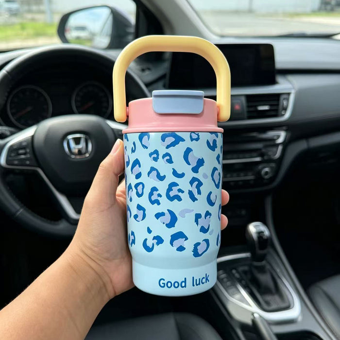Wholesale 316 Stainless Steel Insulated Coffee Cup With Handle Leopard Print Portable For Everyday Gift