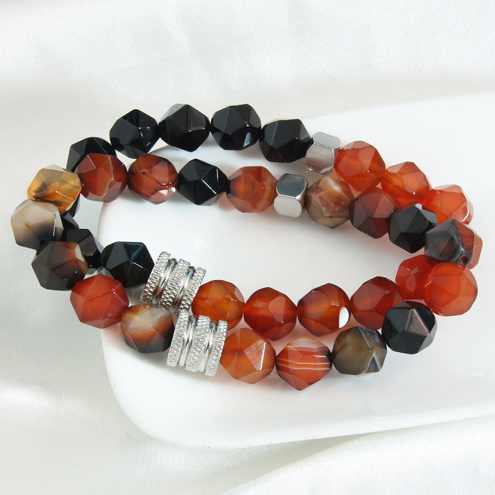 Wholesale Natural Stone Faceted Beaded Men's Bracelet JDC-BT-HongM010