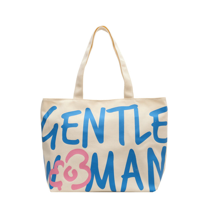 Wholesale Single shoulder commuting tote bag with letter canvas bag