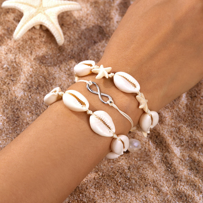 Wholesale Boho Beach Shell Charm Bracelet Set Handmade Resin Beaded