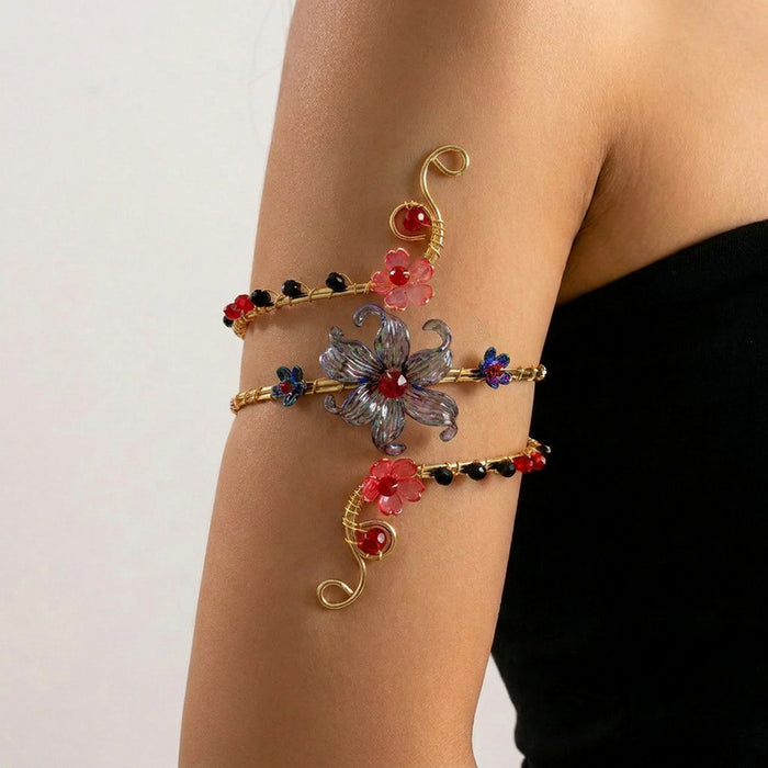 Wholesale Bohemian style hand-wrapped flower armlet women' s ethnic style seashell flower armband