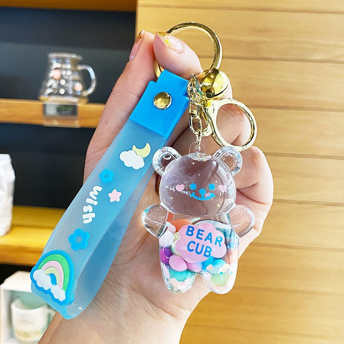Wholesale Oil-flowing Quicksand Sakura Keychain