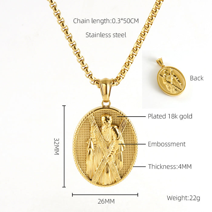 Wholesale Vintage Cross Virgin Mary Stainless Steel Necklace
