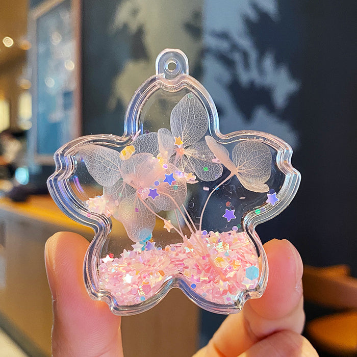 Wholesale Oil-flowing Quicksand Sakura Keychain