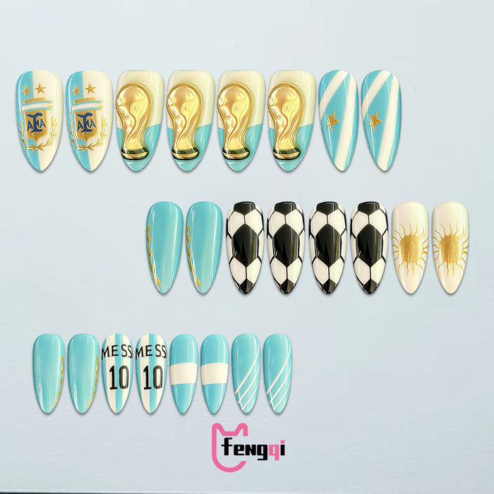 Wholesale 3pcs World Cup Stylish European American Fake Nails Party Nail Art Accessory