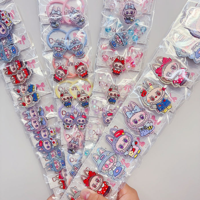 Wholesale 10pcs  New style hair accessories cute hairpin rubber band cartoon headdress bangs clip little girl bracelet hair ring hair rope