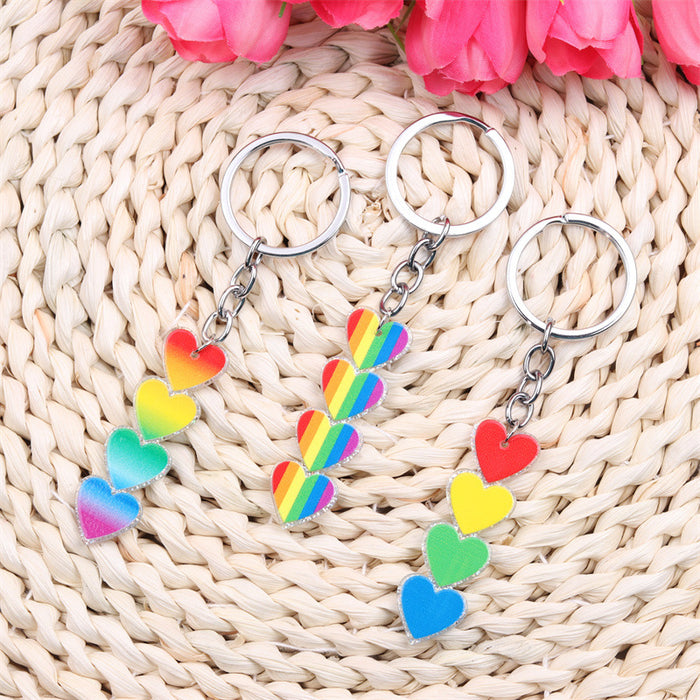 Wholesale Rainbow Love Acrylic Keychain JDC-KC-Duai002