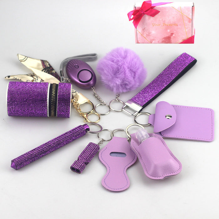 Wholesale Multifunctional Leather Pom Pom Keychain Diamond 9-piece Set JDC-KC-TouMS046