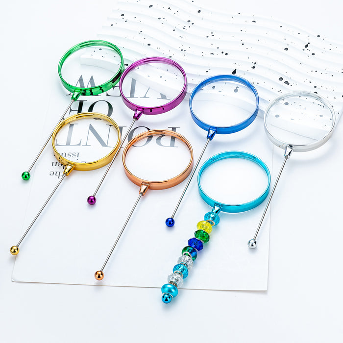 Wholesale DIY beaded magnifying glass for elderly people to read plastic magnifying glass for students to play with