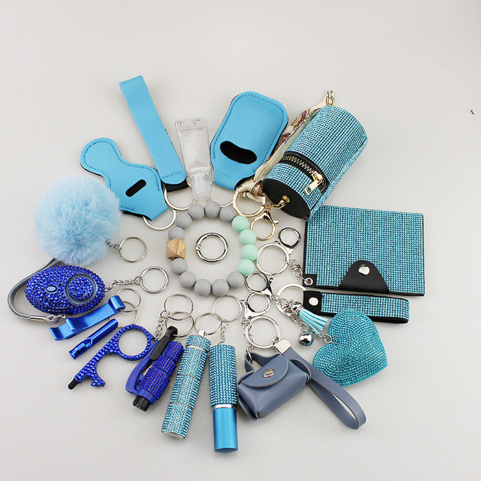 Wholesale Trendy 19 Piece Multifunctional Bag Charm Keychain Set White For Handbags Keyrings Jewelry Accessory Gift