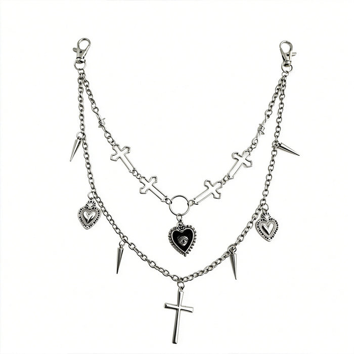 Wholesale Alloy Punk Waist Chain Cross Heart Tassel Retro  Party Fashion Accessory For Men And Women