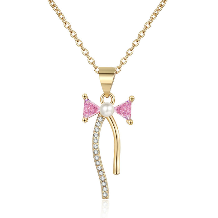 Wholesale Tulip and rose flower necklace niche design high-end bow accessories wholesale