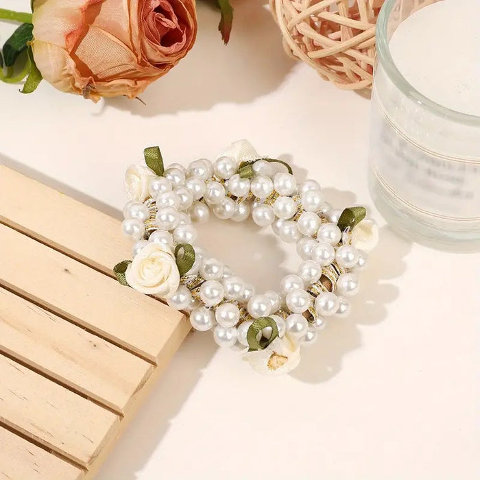 Wholesale Rose Pearl Hair Scrunchies JDC-HS-Zhenr001