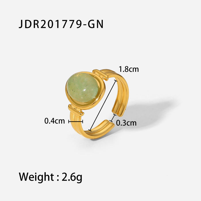Wholesale Natural stone ring, versatile gemstone bracelet, titanium steel open ring