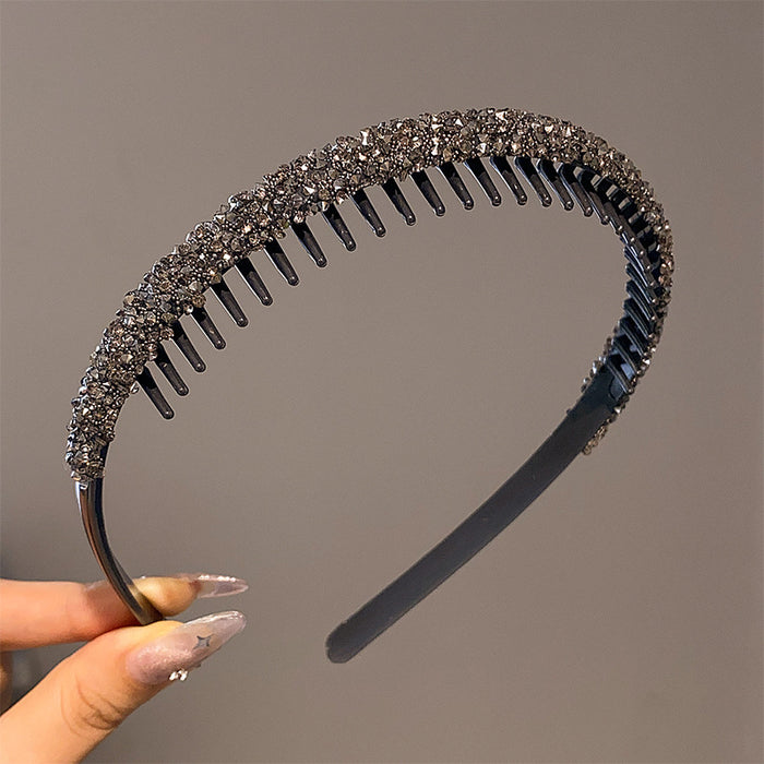 Wholesale Rhinestone Toothed Non-slip Face Washing Hair Band High Cranial Top Head Band