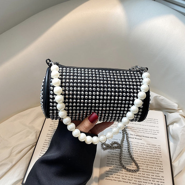 Wholesale Cylindrical Diamond Pearl Diagonal Cross Handbag JDC-SD-Xiuhe005