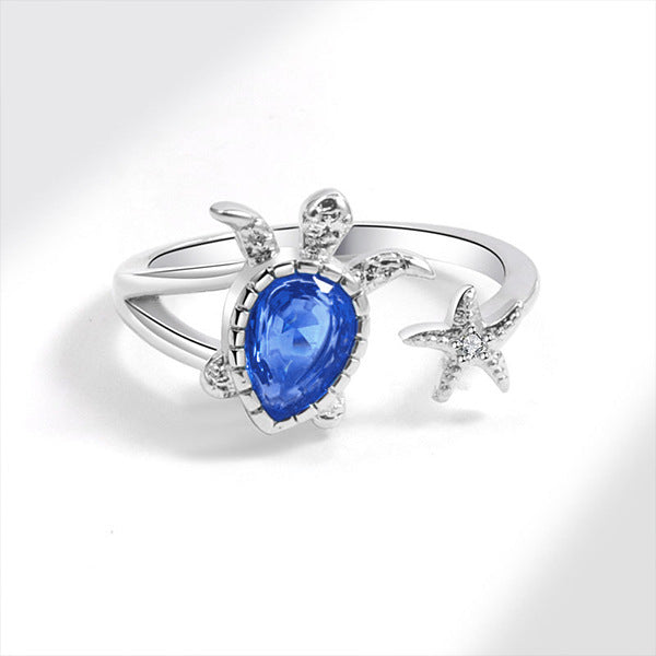Wholesale Ocean Cute Animal Turtle Starfish Adjustable Ring Jewelry