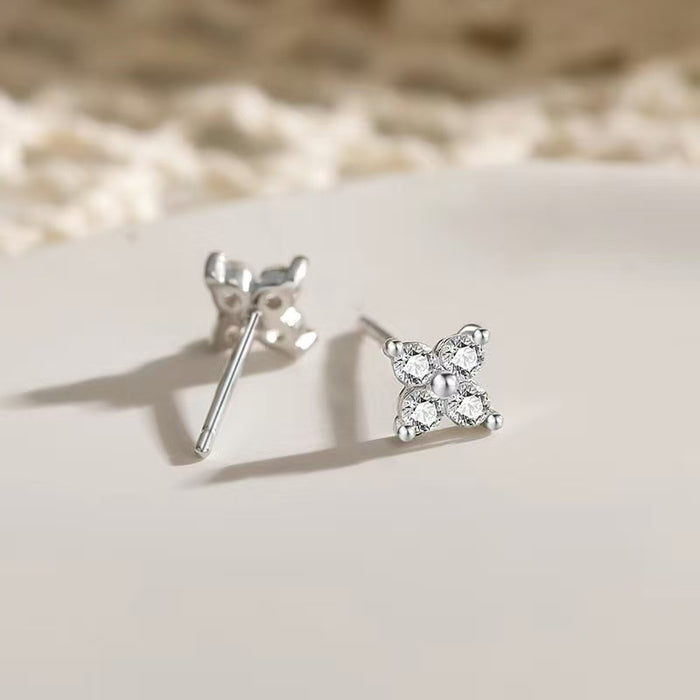 Wholesale Zircon Four-Leaf Flower Necklace Earrings Bracelet Ring Set