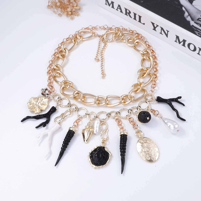 Wholesale Turtle Coral Imitation Pearl Double Layer Stacked Chain for Women