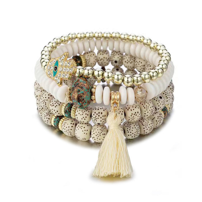 Wholesale Bohemian Evil Eye Palm Multilayer Beaded Bracelet JDC-BT-NHong011