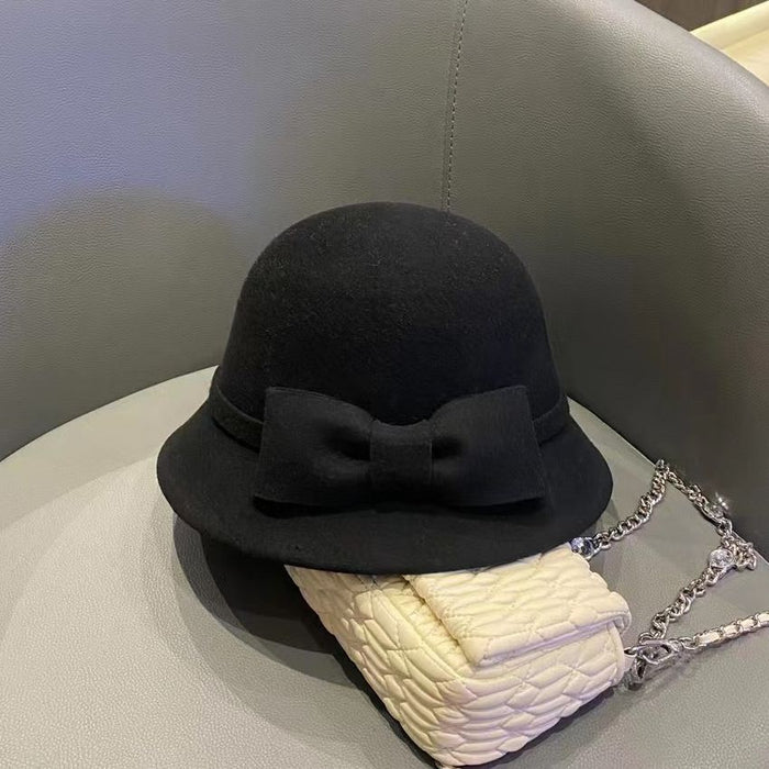 Wholesale Wool fisherman hat, autumn and winter retro top hat, socialite style basin hat