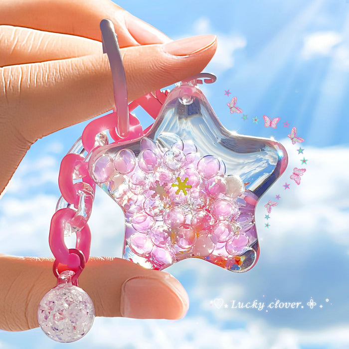 Wholesale Acrylic Star-Filled Liquid Glitter Keychain