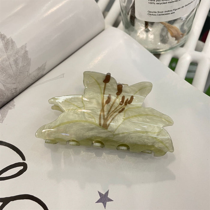 Wholesale Acrylic Flower Grab Clip Hand-painted Rose Lily Hair Accessories Dopamine Hairpin