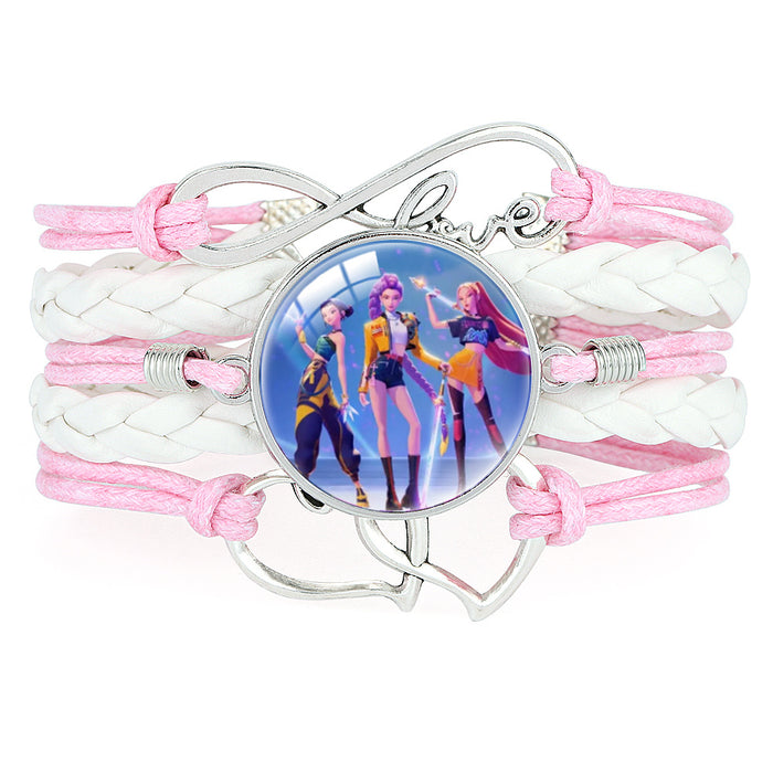 Wholesale KPOP Multi-layered Color-blocked Anime Character Crystal Bracelet