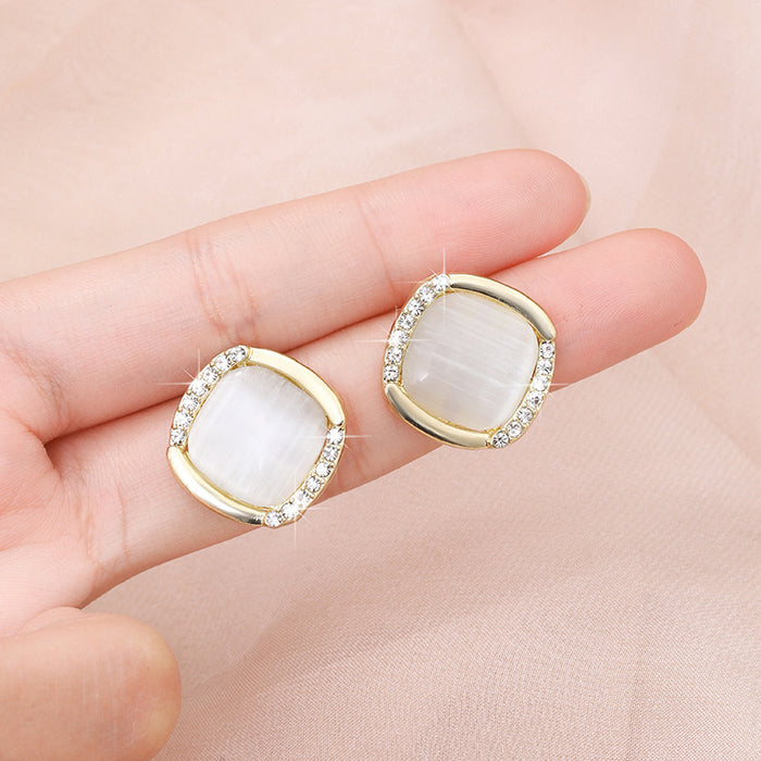 Wholesale S925 Silver Needle Pearl Earrings Women's Fashion Earrings Internet Square Earrings