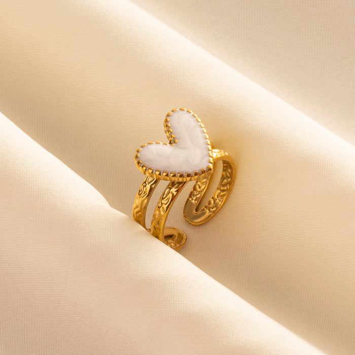 Wholesale Stainless steel fashion versatile heart opening cold style simple ring jewelry