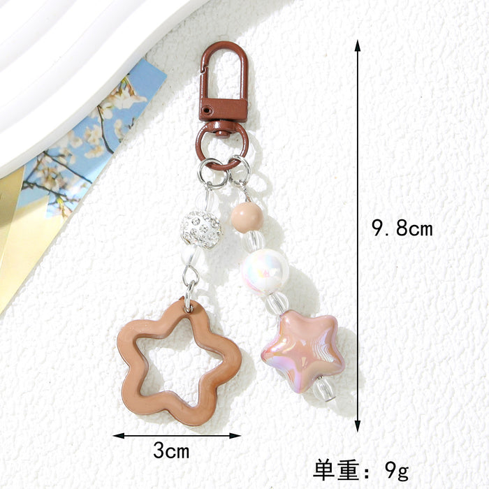 Wholesale Acrylic Star Keychain Black Handmade Beaded Bag Charm Fashion Accessory MOQ≥2