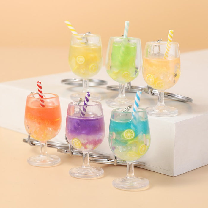 Wholesale Luminous Plastic Simulated Fruit Lemon Slice Goblet Keychain JDC-KC-RongRui049