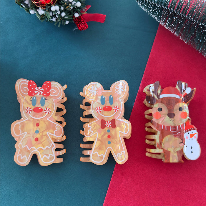 Wholesale Christmas Series Gripper Gingerbread Hairpin Elk Snowman Shark Clip Santa Hair Accessories
